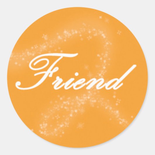 Vriend op een Oranje achtergrond Ronde Sticker (Voorkant)
