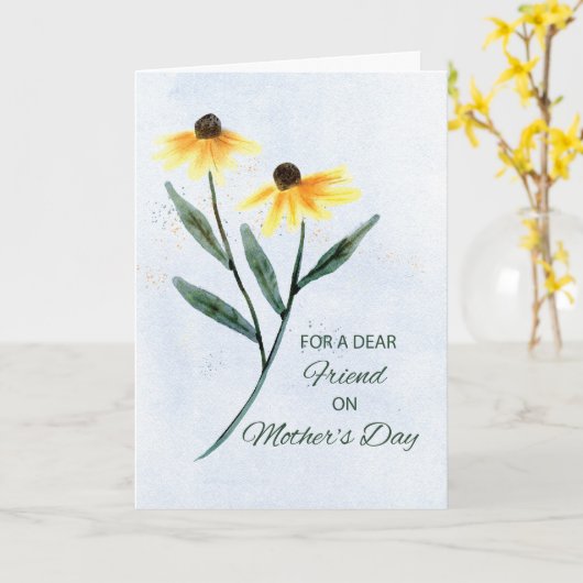 Vriend op Moederdag Twee kloonbloemen Kaart (Gele Bloem)