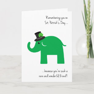 Vriend op St. Patrick's Day Schattigee groene olif Kaart