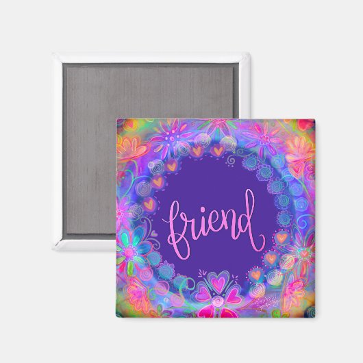 Vriend  Paarse Floral Inspirivity Magnet (Voorkant / Achterkant)
