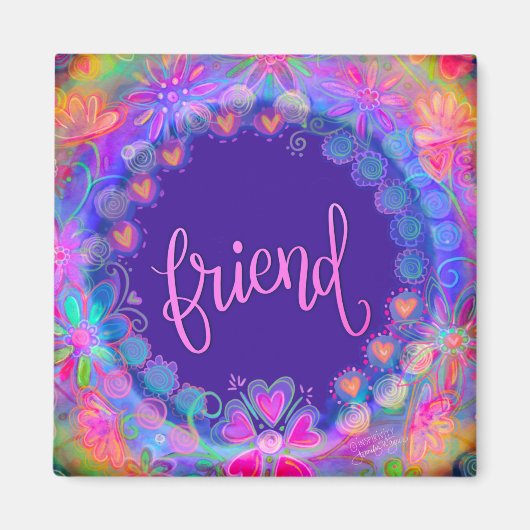 Vriend  Paarse Floral Inspirivity Magnet (Voorkant)