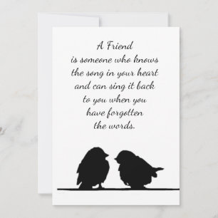 Vriend quote Lied in je Hart & Vogels Kaart