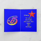 Vriend Rode Ster 6e verjaardag Kaart (Binnen)