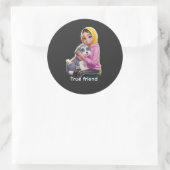Vriend  ronde sticker (Tas)