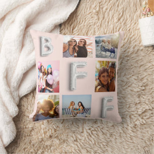 Vriend roos gouden blush zilveren foto collage kussen
