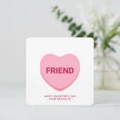 Vriend roze conversatie hart Valentijns kaart (Staand voorkant)