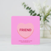 Vriend roze conversatie hart Valentijns kaart (Staand voorkant)