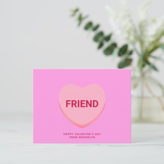 Vriend roze conversatie hart Valentijnsdag Briefkaart (Staand voorkant)
