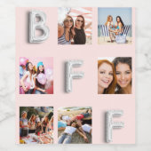 Vriend roze goud zilveren fotocollage BFF Wijn Etiket (Enkel label)