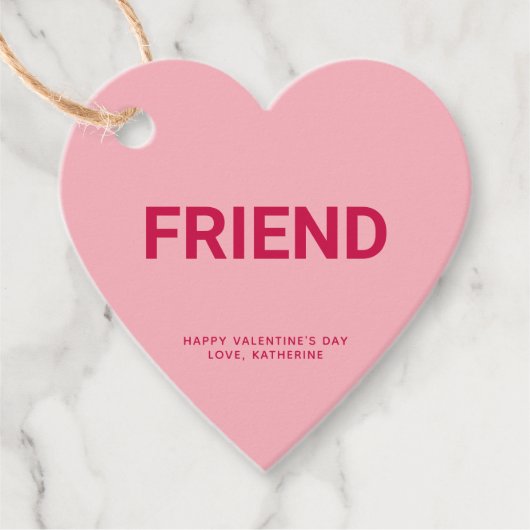 Vriend roze hart schattig Valentijnsdag custom Bedankjes Labels (Voorkant)