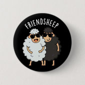 Vriend-schaap Grappig Schaap Pun Donker BG Ronde Button 5,7 Cm (Voorkant)