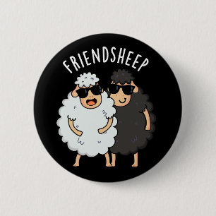 Vriend-schaap Grappig Schaap Pun Donker BG Ronde Button 5,7 Cm