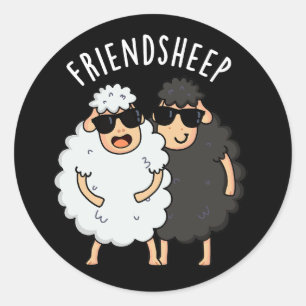 Vriend-schaap Grappig Schaap Pun Donker BG Ronde Sticker
