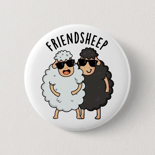 Vriend-schaap Grappige Schaap Pun Ronde Button 5,7 Cm (Voorkant)