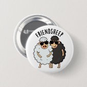 Vriend-schaap Grappige Schaap Pun Ronde Button 5,7 Cm (Voorkant /achterkant)