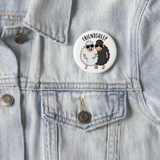 Vriend-schaap Grappige Schaap Pun Ronde Button 5,7 Cm (In situ)