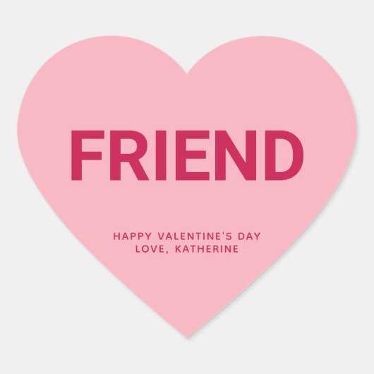 Vriend schattig Valentijnsdag aangepaste conversat Hart Sticker (Voorkant)