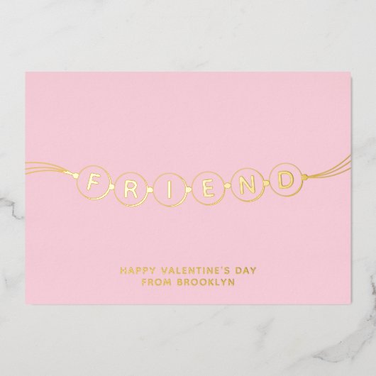 Vriend schattige vriendschapsarmband roze Valentij Folie Feestdagenkaart (Voorkant)