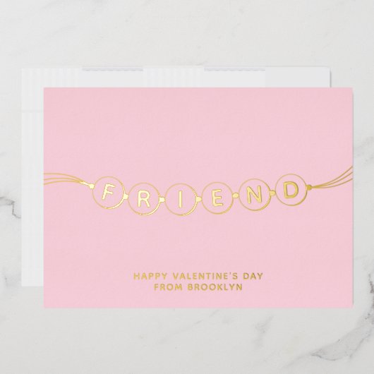 Vriend schattige vriendschapsarmband roze Valentij Folie Feestdagenkaart (Envelop)