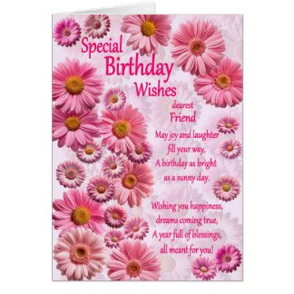 Vriend Speciale Verjaardagswensen Roze Daisies