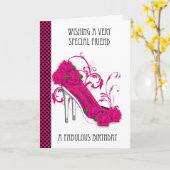 Vriend Trendy Schoen en Roos Verjaardag Wenskaart Kaart (Gele Bloem)