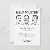 Vriend van de bruidegom hulp gevraagd advertentie kaart (Voorkant)