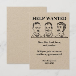 Vriend van de bruidegom hulp gevraagd advertentie kaart