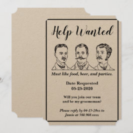 Vriend van de bruidegom hulp gevraagd advertentie kaart