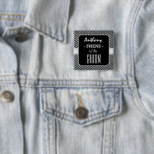 VRIEND VAN DE GROOM Trendy Houndstooth A09 Vierkante Button 5,1 Cm (In situ)