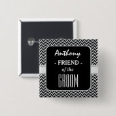 VRIEND VAN DE GROOM Trendy Houndstooth A09 Vierkante Button 5,1 Cm (Voorkant /achterkant)