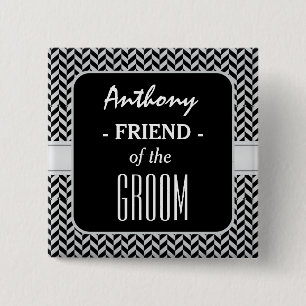 VRIEND VAN DE GROOM Trendy Houndstooth A09 Vierkante Button 5,1 Cm