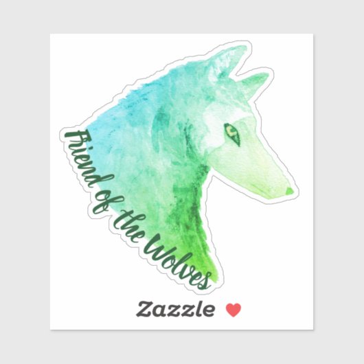 Vriend van de Wolven Groene Waterverf Wolf Sticker (Vel)
