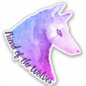 Vriend van de Wolven Paarse Waterverf Wolf Sticker (Voorkant)