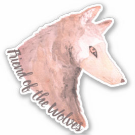 Vriend van de Wolven Rode Waterverf Wolf Sticker