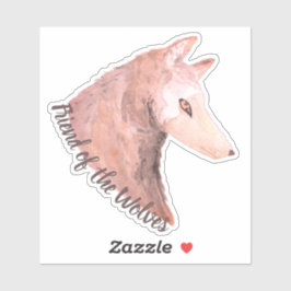 Vriend van de Wolven Rode Waterverf Wolf Sticker