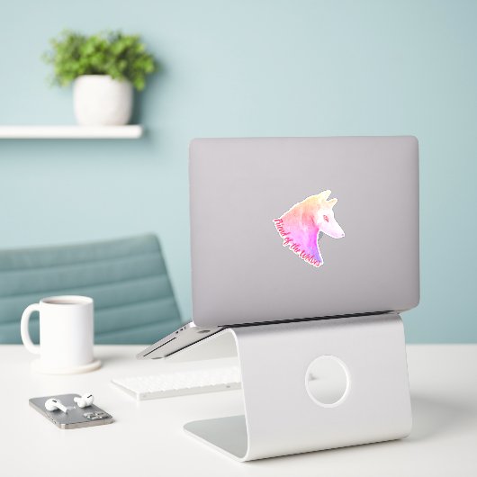 Vriend van de Wolven Roze Waterverf Wolf Sticker (Laptop op bureau)