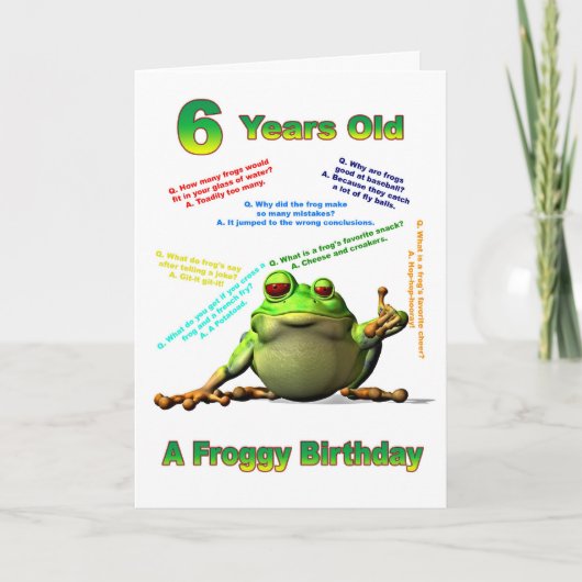 Vriend van Froggy 6e verjaardag met ijzige grappen Kaart (Voorkant)