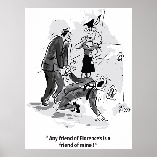Vriend van mij, liefdesdriehoek, grappige vintage poster (Voorkant)