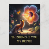 Vriend verjaardag Dark Forest Fox Flora Briefkaart (Voorkant)