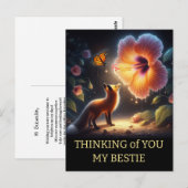 Vriend verjaardag Donker Woud Vos Flora Briefkaart (Voorkant / Achterkant)