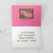 VRIEND VERJAARDAG "Jonger dan de lente.../BLOEMEN Kaart (Binnen)