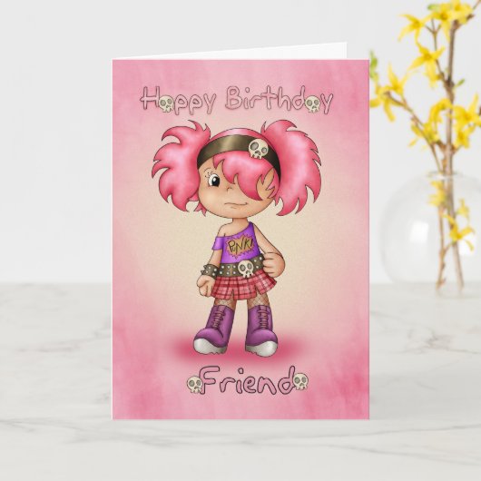 Vriend - Verjaardag Kaart - Little Rock Chick (Gele Bloem)