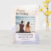 Vriend Verjaardagsfoto Modern Bijbelvers Christeli Kaart (Gele Bloem)