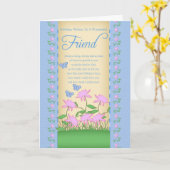 Vriend verjaardagskaart bloemen en vlinders kaart (Gele Bloem)