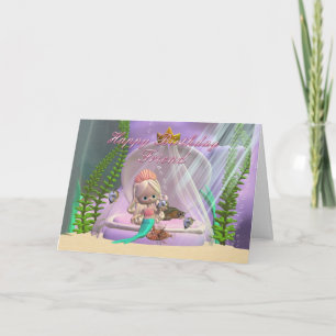 Vriend Verjaardagskaart met kleine zeemeermin en v Kaart