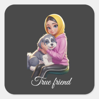 Vriend vierkante sticker