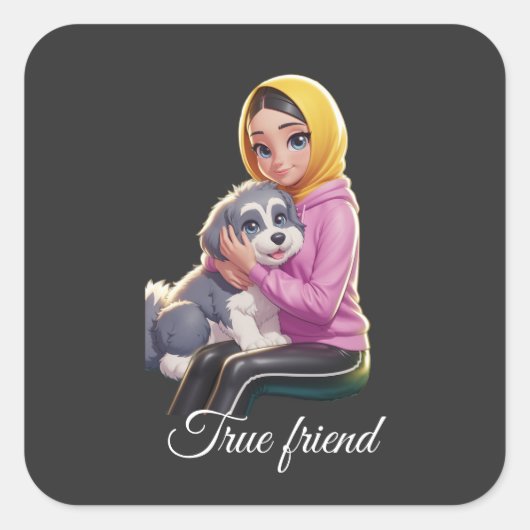 Vriend  vierkante sticker (Voorkant)