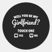 Vriend vraag haar of je mijn Vriendin bent Ronde Sticker (Voorkant)