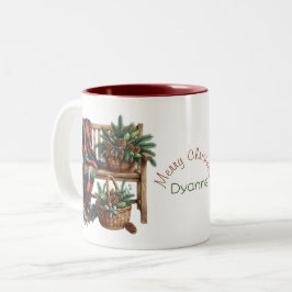 Vriend Vrolijk Kerstdeken Bench Gezellig Tweekleurige Koffiemok