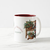 Vriend Vrolijk Kerstdeken Bench Gezellig Tweekleurige Koffiemok (Voorkant rechts)